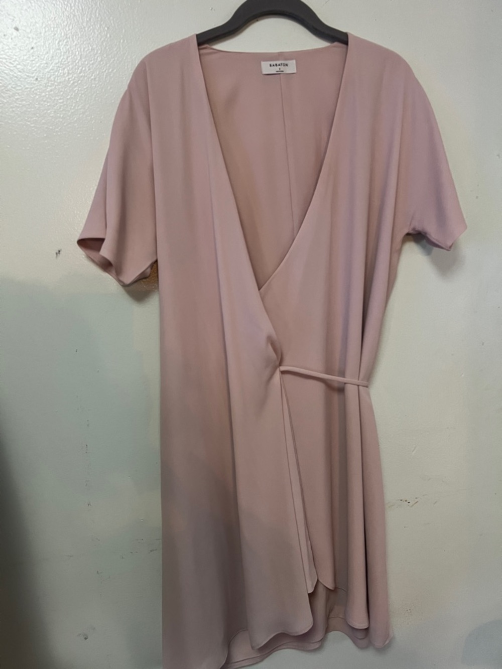 ARITZIA BABATON NEUTRAL Blush Wrap DRESS SIZE S